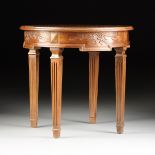 AN ITALIAN NEOCLASSICAL STYLE CARVED WALNUT OCCASIONAL TABLE, MODERN, the circular top within molded