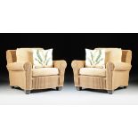 A PAIR OF VENEMAN COLLECTIONS WOVEN POLYMER WICKER OUTDOOR LOUNGE ARMCHAIRS, TISSAGE COLLECTION,