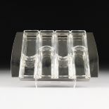 A CONTEMPORARY ITALIAN GLASS AND STAINLESS STEEL CONDIMENTS TRAY, BY ZANI & ZANI, ACCAI PER LA CASI,