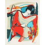 LEAH DOW (American Late 20th century) A PRINT, "Woman," lithographic print, signed L/R and