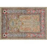 A KAISERY PASTEL SILK ON BULLION THREAD GROUND CARPET, TURKEY, SIGNED, 20TH CENTURY, of