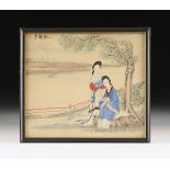 A GROUP OF THREE CHINESE WORKS OF ART, LATE 19TH CENTURY, comprising two colored woodblock prints on