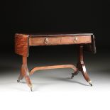 A FEDERAL MAHOGANY SOFA TABLE, EARLY 19TH CENTURY, the rectangular top with drop leaf sides within