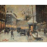 FRENCH SCHOOL (21st Century) A PAINTING, "Paris Street Scene," oil on canvas, signed L/L in red "