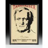 A CAST SIGNED RICHARD WAGNER BAYREUTH FESTIVAL POSTER OF "TANNENHAUSER," TOGETHER WITH AN ENAMELED