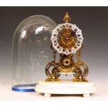 A good mid to late 19th Century Brass TIMEPIECE SKELETON CLOCK with ornate pierced scrolled bell-top