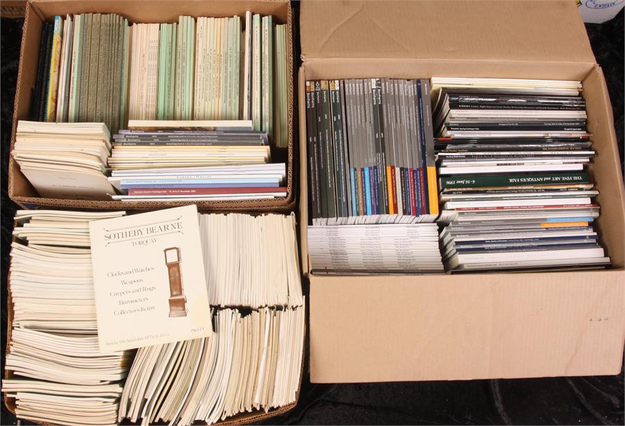 Three large boxed collections of old Auction Catalogues including Sotheby’s, Bonhams and