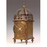 A 17th Century style engraved Brass LANTERN CLOCK bearing signature Will. Bowyer, London 1623, the