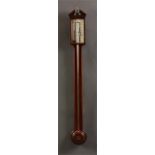 V. SILVANI, BRIGHTON A George III inlaid Mahogany STICK BAROMETER with engraved silvered dial and