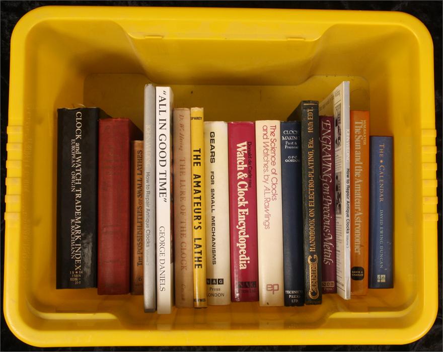 A boxed collection of various Clock reference Books