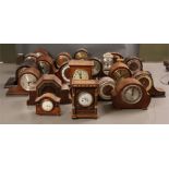 A large selection of 1920’s Oak and Walnut spring driven MANTEL CLOCKS, plus a boxed lot of