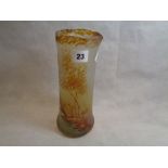 French Enamelled and Cameo glass vase with river scene decoration unsigned, in the style of Daum,
