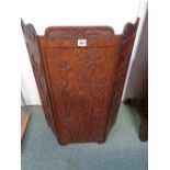 Arts & Crafts Oak 3 Fold table screen decorated with Iris, Height 79cm Condition – Good Overall