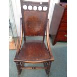 19thC Rocking Chair with Thonet style back and turned supports Condition - Wear commensurate with