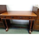 Victorian Mahogany sofa table or rectangular form, 2 Drawer with turned handles aboce turned