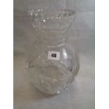 Large Early 20thC Waterford Crystal style Vase with bright Cut decoration, Height 28.5cm Condition –