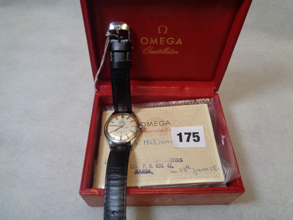 Boxed Gents Omega Constellation Automatic Chronometer with Guarantee from 1958 Condition – Some wear
