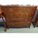 Georgian chest of 4 drawers with brass drop handles and apron front, Height 92cm Width 94cm