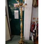 Interesting Onyx and Brass Coat stand of 5 branches with acanthus decorated brass base, Height 185cm