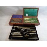 19thC Mahogany cased Drawing set by A G Thornton Ltd of Brass and Ivory construction, a similar