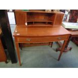 Reproduction Sheraton Handmade Ladies desk with Walnut inlay, bow fronted, supported on tapering