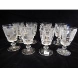 Set of 8 Waterford Crystal Wine goblets with Hobnail and panel decoration, Waterford printed to