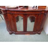 19thC Walnut Credenza with shaped panel front and mirror doors, Width 172cm Height 92cm