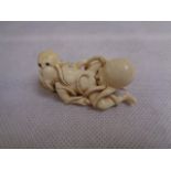 Unusual Meiji Period ‘The Dream of the Fishermans Wife’ Ivory Netsuke finely carved and signed,