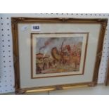 Edward Seago hand signed print of a Fair dated 1937 and a print of as landscape dated 1937, 20cm x