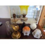 Victorian Cast Iron based Vaseline reservoir oil lamp, Glass reservoir oil lamp and other related