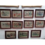 Set of 11 John Leech Fox Hunting and Equine related coloured prints Condition - Good Overall