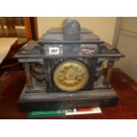 Large Belgian slate mantel clock with marble detail Condition - Wear commensurate with age