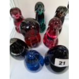 Collection of Wedgwood Animal glass paperweights (5) and 2 Wedgwood Ovoid paperweights,