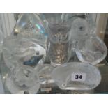 Collection of 9 Clear Glass paperweights Inc. Mats Jonasson etc.