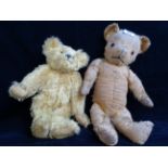 Vintage Mohair Jointed Teddy, 28cm in Length & another Teddy, 35cm in Length, Condition - Hair