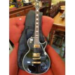 Reproduction Gibson Les Paul Standard Guitar in Black Beauty finish with mother of pearl inlay and a