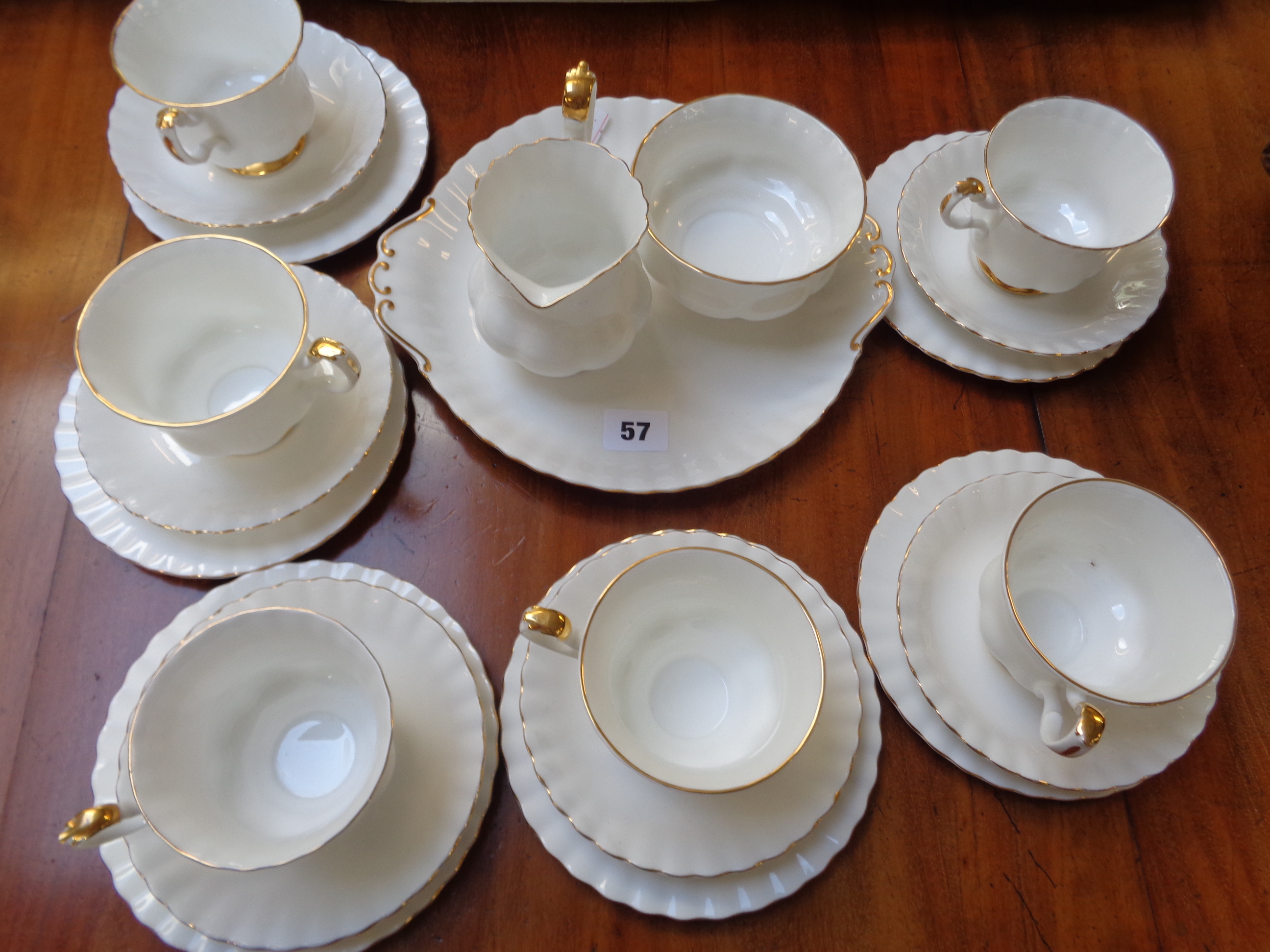 Royal Albert Val Dor Part Teaset comprising of Sandwich plate, Creamer, Sucrier and trios for 6