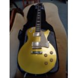 Reproduction Gibson Les Paul Standard Guitar in Yellow Glitter finish with mother of pearl inlay and