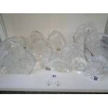 Collection of 11 Assorted Clear glass paperweights Inc. Maleras of Sweden, Mats Jonasson etc.