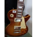 Reproduction Gibson Les Paul Standard Guitar in walnut finish with mother of pearl inlay and a