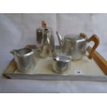 Picquot Ware of England Retro Teaset comprising of Tray, Teapot, Water jug, Creamer and Sucrier,