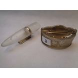 Early Volkswagen Chrome & Cat glass ashtray and posy holder unmarked possibly by Lalique