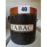 Dunhill of West Germany Textured Leather Tabac Jar with Wooden Lid, Height 11cm, Condition - Some