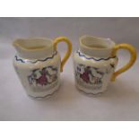 2 Royal Doulton Sea Shanty Jugs Rd 732559 with yellow handles, Height 16.5cm