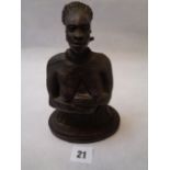 African lead figural sculpture, the Simon Muguni figure of Zulu Nkehli from the waist up,