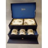 Boxed Shelley 'Flowers of Gold' Pattern Coffee Can Set marked 14187