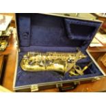 Cased 20thC Virtuoso Saxophone, Condition - Good Overall