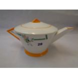 Art Deco Shelley Vogue Teapot with Angular Handle and spout, decorated with floral spray,