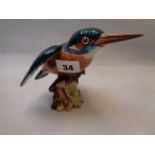 Beswick Kingfisher 2371 on reed base in Gloss, Height 13cm