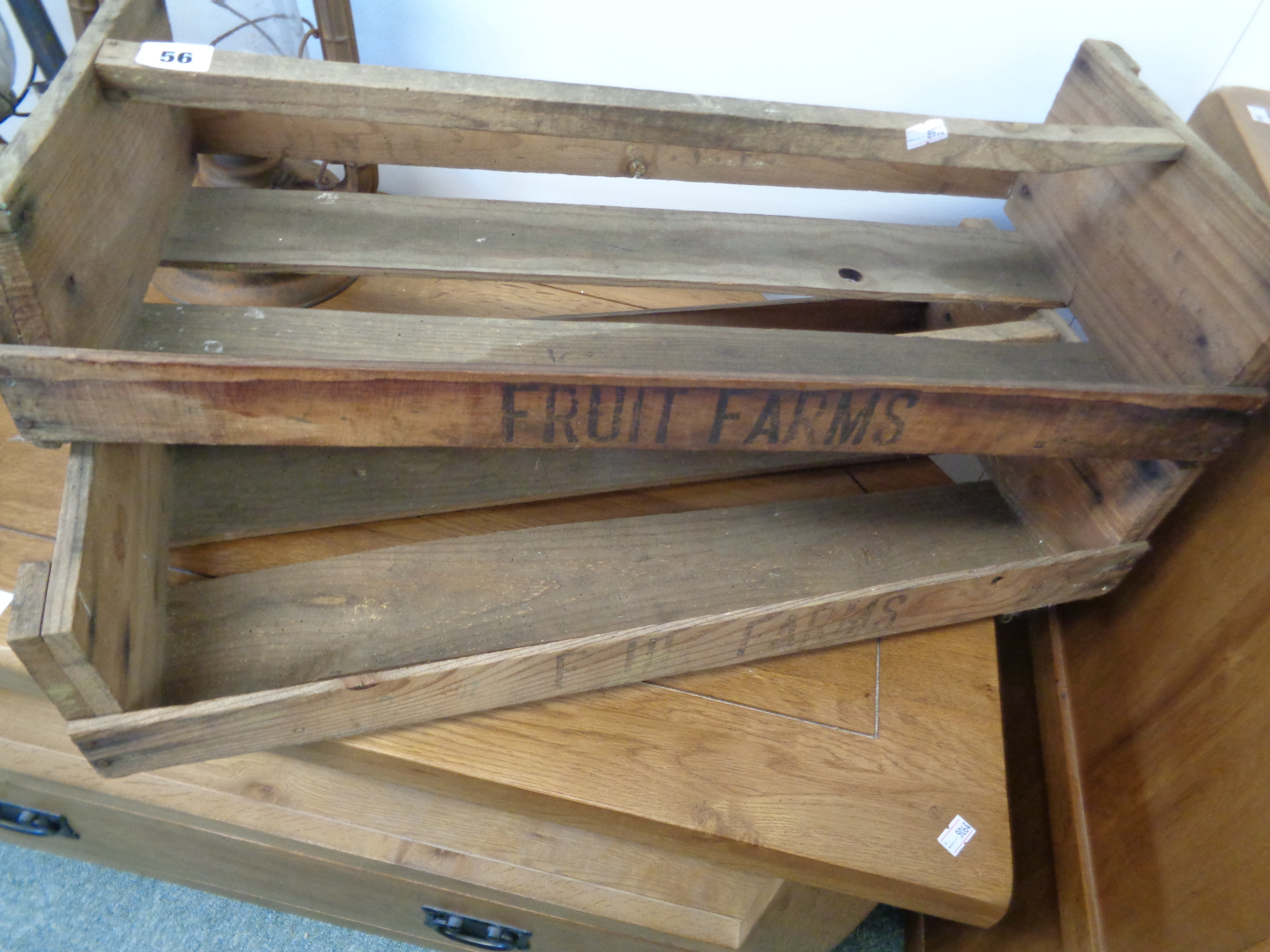 2 Vintage Wooden Fruit Farm trays, Condition - Staining from age